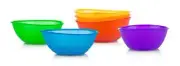 Nuby Feeding Bowl - Stackable - Bright & Fun Colors - Highly Durable - BPA Free