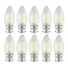 10 x LED Filament Candle Lamp B22 4W 6000k Day Light 450 Lm Glass Bulb 360° SAA