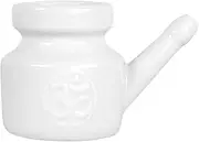 piuryue 350Ml Ceramic Neti Pot Nose Cleaning Pot Durable Leakproof Spout Pot for Nasal Rinsing Nose Washing Men Women, White