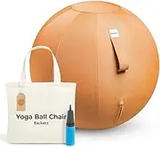 Backerz® Sitting Ball 65 cm - Ergonomic Seating Furniture for Office and Home Office - Durable Fabric Exercise Ball - Fitness Ball, Ball Chair with Ball Pad - Washable Linen Cover - Orange