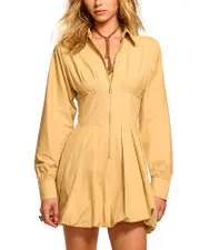 Ramy Brook Naira Front Zip Bubble Hem Dress