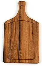 Bafnsiji Premium Natural Wooden Pizza Tray, Round Wooden Pizza Paddle Serving Board, Food Serving Tray with Handle, Wooden Pizza Peel & Pizza Plate, Bread Board, Burger Board, Charcuterie Board,B