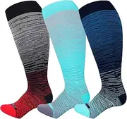 LEVSOX Plus Size Compression Socks for Women Men Wide Calf Extra Large 15-20 mmHg Knee High Support Sock for Nurses Pregnant Travel