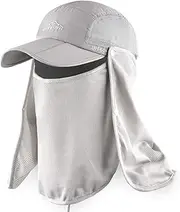 [ELLEWIN] Outdoor Fishing Flap Hat UPF50 Sun Cap Removable Mesh Face Neck Cover