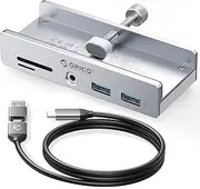 ORICO MH5PMM USB C Hub Clamp, Fixed 5Gbps High Speed Transfer, Micro SD/SD Card Reader, USB-A Port, 3.5mm Audio Port, USB-C Charging Port (5V) Supports Both Bus Power/Self Power, 2-IN-1, 3.3 ft (1 m)