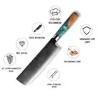 Japanese Chef Knife 7 in Nakiri Knife Stainless Damascus Chef Kitchen Cleaver
