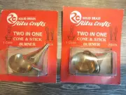 New Vintage Solid Brass Ritu Crafts Two In One Insence Burners Cone & Stick