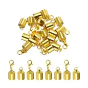 10Pcs Cord End Caps, 9.5mm End Caps Barrel Beads Kumihimo Iron (Gold)