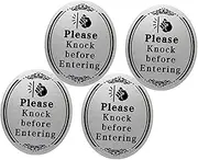 DIYEAH 4-Pack Door Hook Knock Reminder Sticker Set Home Decor Knock Sign for Front Door Dishwasher Knob Sign Bedroom Entry Privacy Reminder