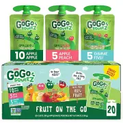 Gogo Squeez Fruit on the Go Variety Pack, Apple, Peach & Gimme Five!, 3.2 Oz (Pa