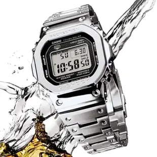 【CASIO 卡西歐】G-SHOCK 全金屬太陽能智慧藍牙電波錶-銀色(GMW-B5000D-1)