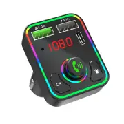 Bluetooth 5.0 Car Wireless FM Transmitter 2 USB PD Charger Adapter AUX Hand-Free