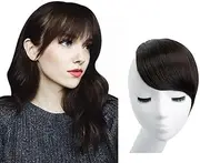 Clip in Hair Bangs Fringe Hair Extensions Swept Full Sweeping Side Synthetic Hairpiece Hair Piece For Women High Temperature Fiber (4#Black Brown)