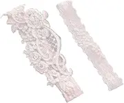 [DEARMAMY] Elegant Floral Belt Elastic Leg Band for Wedding for Brides Bridesmaids Anniversary White