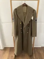 Vintage 1940s WW2 US Military USAAF Army Air Force Wool Overcoat Trench Coat 40