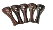 Violin Tailpiece 11.5cm Round Rosewood With Flowers & Tailgurd 4/4 Set of 5