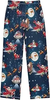 [ZZXXB] Santa Claus with Airplane Boys Long Pants Soft Trousers Elastic Waist Kids Lounge Bottoms with Pockets S-XL