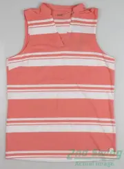 New Womens Puma Cloudspun Valley Stripe Sleeveless Polo Small S Pink MSRP $55