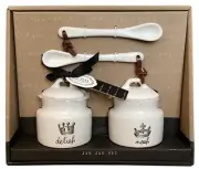 RAE DUNN Set of 2 Covered Jam Jars with 2 Serving Spoons - delish and nosh