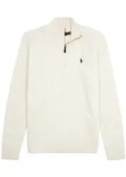 Polo Ralph Lauren Half-zip Cable-knit Wool-blend Jumper - Cream - XL XL