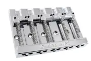 NEW - Omega Badass Style 5-String Bass Bridge, Grooved Saddles, 3" - CHROME