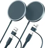 【2 Pack】 JSAUX Magnetic Wireless Charger Compatible with MagSafe Charger, 15W Wireless Mag Safe Charging Pad for iPhone 16/Pro/Max/Plus, iPhone 15/14/13/12 Series-Blue (Charging Head not Included