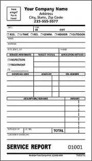 100 Pest Control Service Report Form / 2 Part Carbonless / 4" x 7" / TMG078