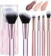 MOGILAN Makeup Brush Set Travel Size Makeup Brushes For Foundation, Eyeshadow, Blush, Contour& Concealer, Ultra Soft Premium Dense Hair 6Pcs Mini Complete Function Cosmetic Brushes Kit (PINK)