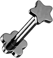 [Pierced Owl] 16GA G23 Implant Grade Titanium Star Top Threadless Push in Flower Base Stud