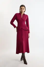 Petite Soft Tailored Belted Maxi Shirt Dress