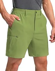 [Keevoom] Mens Hiking Cargo Shorts Quick Dry Lightweight Flat Front Dress Short for Work Golf Travel Camping Pants, Green, 32