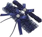 [JEWEDECO] Wedding Garters for Bride Blue Garter Wedding Lace Prom Leg Decoration Women Lace Bride Leg