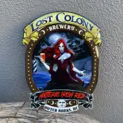Lost Colony Brewery Hattera's Irish Red Tin Tacker Metal Beer Sign