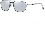 [Generic] Men Trendy Square Aviator Pilot Metal Frame Polarized Sunglasses,Classic Spring Hinge Metal Rim Pilot Shades UV Protection,Anti-Glare,Driving,Fishing,Outdoor
