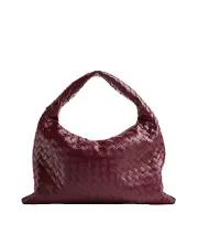BOTTEGA VENETA Hop Small $3900 Barolo Red Leather Shoulder Bag New & Authentic