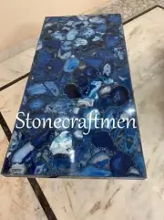 Blue Agate Console Slab Top, Agate End Slab Top, Agate Geode Furniture Top Decor