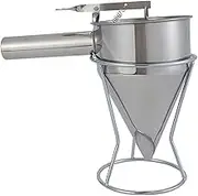 Pancake Batter Dispenser Hand-held Sturdy Stainless Steel Funnel Cake Dispenser with Stand Baking Tool for Cupcake, Waffles, Muffin Mix, Crepes, Cake Pancake
