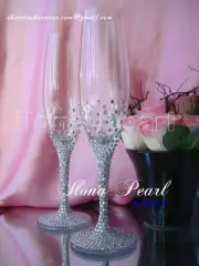 Swarovski Crystal Personalized Wedding Champagne Wine Toast Glass Flute Sparkle