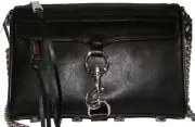 REBECCA MINKOFF Mini Mac Black Leather Zip Purse Crossbody NWT