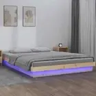 Double Size LED Lights Bed Frame Solid Pine Wood Modern Mattress Base Platform