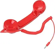 Retro Telephone Handset Old Fashioned Phone, Multifunction Radiation Proof Handheld Cell Phone Receiver for Mobile Phones Computers (Red)