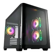 FSP S380 Curved Tempered Glass Side Panel Micro-ATX Case - Black (No PSU) [S380-BA]