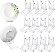 12 Pack Clear Plastic Plate Stands, Angle Adjustable Plastic Display Stand Easel, Clear Display Easel, for Display Pictures, Photo and Artworks