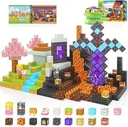 110PCS Magnetic Blocks - Build Mine Magnet World Magic Sword Portal Set, Magnet Kids Toys for Boys & Girls Age 3-5 4-8 5-7, STEM Magnetic Tiles Building Games Sensory Outdoor Toddler Toys