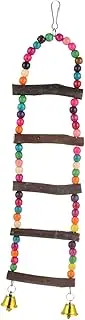 Parliky Wooden Parrot Swing Ladder Toy Climbing Perch for Birds Parrot Playset with Bells Safe Pet Toy