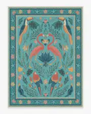 275' x 365' | Machine Washable Runner Rug | Kid & Pet Friendly | Indoor Rug | Iris Apfel Birds Of A Feather Aqua Rug | Ruggable