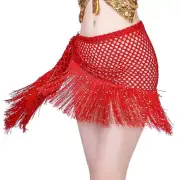 Ladies Belly Dance Hip Scarf Triangle Wrap Skirt Mini Dancewear Tassels Sequins