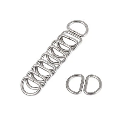 100Pcs 10mm D Ring Craft Metal D-Rings Buckle Silver Tone