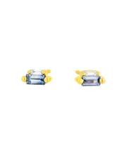 Suzanne Kalan 18K Yellow Gold Light Blue Sapphire & Diamond Baguette Stud Earrings