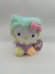 NEW Sanrio Hello Kitty Rainbow Tie Die Costume 7” Collectible Plush Toy